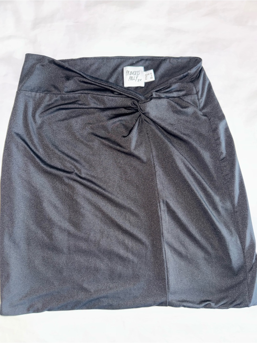 Princess Polly Shimmery Black Twist-Detail Mini Skirt